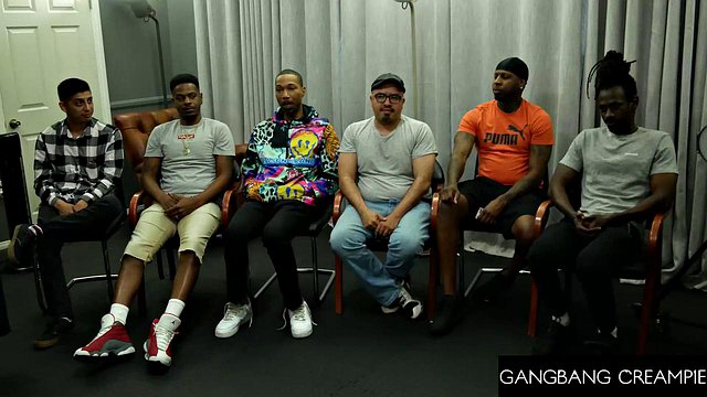 Riley Jean's Big Tits Bounce as Cute Redhead Sucks Big Cocks in Interracial Gangbang Orgy