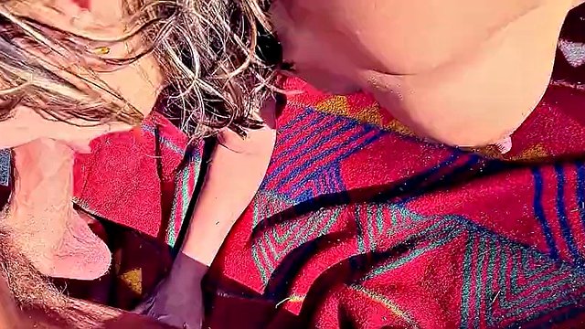 Real amateur sex on the nude beach with a Turkish mature and two German guys