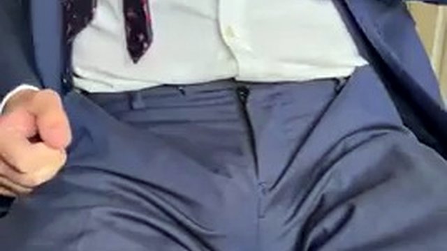 Daddy in suit and boots bulges and strokes my hard cock