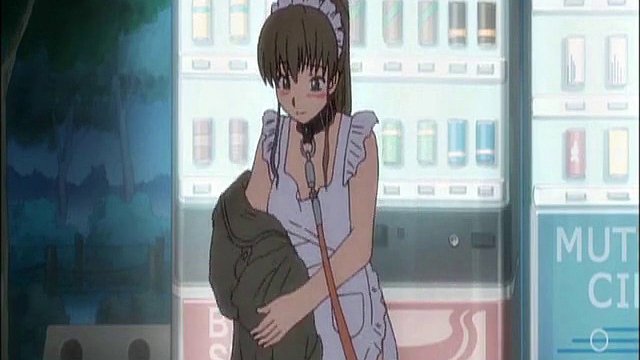Maid In Apron Humiliated And Walked With A Leash